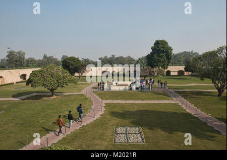 Gedenkstätte für Mahatma Gandhi in Raj Ghat, Delhi, Indien Stockfoto