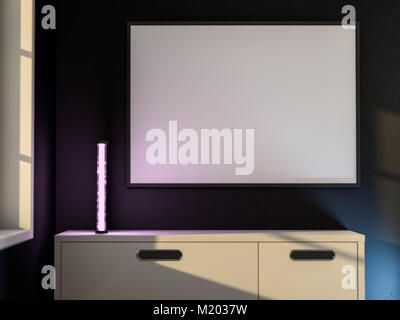 Poster mit Rahmen Mockup im Inneren. 3D-Rendering Stockfoto