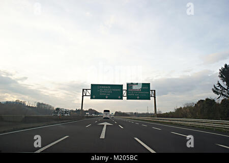 A1 Mailand - Rom - Neapel Autobahn Stockfoto