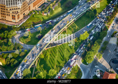 Istanbul Ansicht aus der Luft zeigt uns Stau Stockfoto