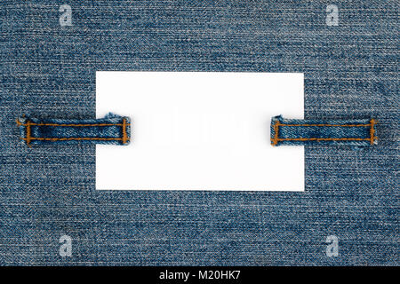 Leere Visitenkarte mit zwei jeans Träger. Mit Platz für Text Stockfoto