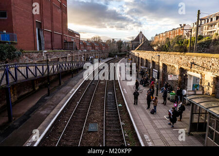 Clifton Down Bahnhof Plattform. Whiteladies Road, Bristol, UK. Stockfoto