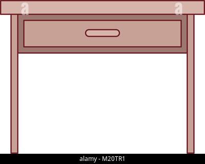 Schreibtisch aus Holz mit Schublade. Braun Tabelle mit Schließfächern