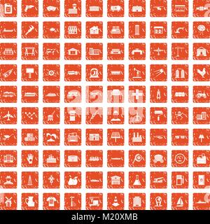 100 Industrie Icons Set grunge orange Stock Vektor