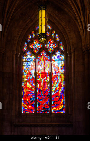 Qual der Bürgerkrieg Glasfenster, Abraham Lincoln, Washington National Cathedral, 3101 Wisconsin Avenue NW, Washington DC Stockfoto