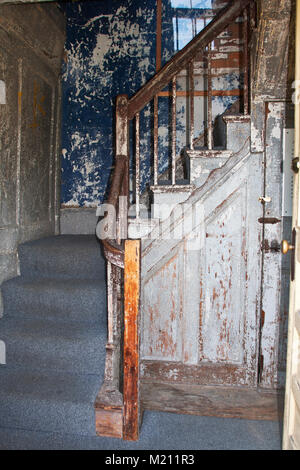 Strawbery Banke Museum, historische Wiederherstellung, Portsmouth, New Hampshire, Joshua Jackson House Innenraum, unrestauriert, Stockfoto