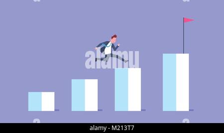 Business Mann laufen Finanzielle Balkendiagramm Geschäftsmann Klettern Wachstumsdiagramm Stock Vektor