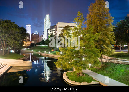 Die Stadt verfügt über Park waterfront Downtown Skyline der Stadt Omaha Nebraska Stockfoto