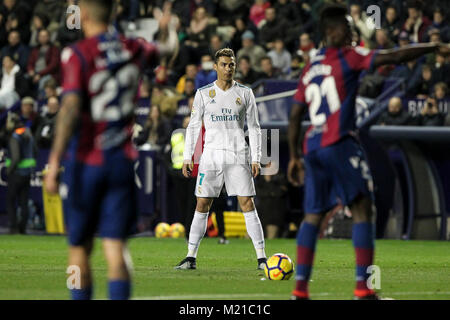 Valencia, Spanien. 03 Feb, 2018. CRISTIANO RONALDO während der spanischen La Liga Match zwischen Levante UD vs Real Madrid im Ciutat de Valencia Stadion am 3. Februar 2018. Credit: Gtres Información más Comuniación auf Linie, S.L./Alamy leben Nachrichten Stockfoto