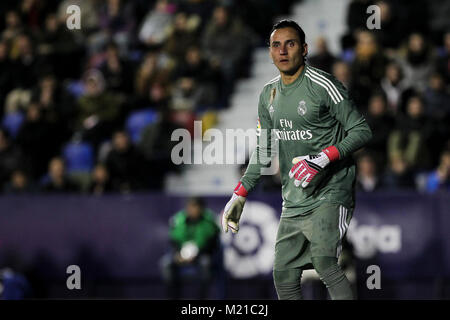 Valencia, Spanien. 03 Feb, 2018. KEYLOR NAVAS während der spanischen La Liga Match zwischen Levante UD vs Real Madrid im Ciutat de Valencia Stadion am 3. Februar 2018. Credit: Gtres Información más Comuniación auf Linie, S.L./Alamy leben Nachrichten Stockfoto