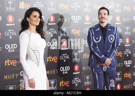 Madrid, Madrid, Spanien. 3 Feb, 2018. Penelope Cruz besucht Goya Kino Awards 2018 in Madrid Marriott Auditorium am 3. Februar 2018 in Madrid, Spanien Credit: Jack Abuin/ZUMA Draht/Alamy leben Nachrichten Stockfoto