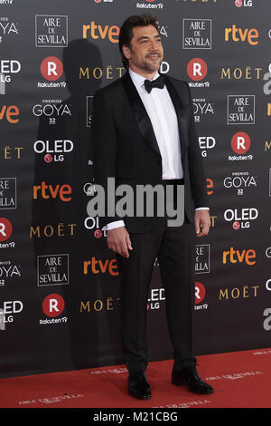 Madrid, Madrid, Spanien. 3 Feb, 2018. Javier Bardem nimmt Goya Kino Awards 2018 in Madrid Marriott Auditorium am 3. Februar 2018 in Madrid, Spanien Credit: Jack Abuin/ZUMA Draht/Alamy leben Nachrichten Stockfoto