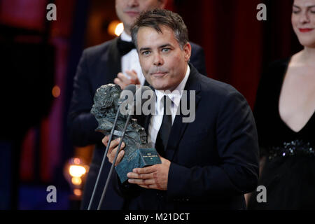 Regisseur Sebastian Lelio während der 32th jährliche Goya Film Awards in Madrid, am Samstag, den 3. Februar 2018. Im Bild: Goya pelicula Iberoamericana'Una Mujer fantastica" Credit: Gtres Información más Comuniación auf Linie, S.L./Alamy leben Nachrichten Stockfoto