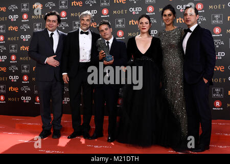 Regisseur Sebastian Lelio in der Presse während der 32th jährliche Goya Film Awards in Madrid, am Samstag, den 3. Februar 2018. Im Bild: Goya pelicula Iberoamericana'Una Mujer fantastica" Credit: Gtres Información más Comuniación auf Linie, S.L./Alamy leben Nachrichten Stockfoto