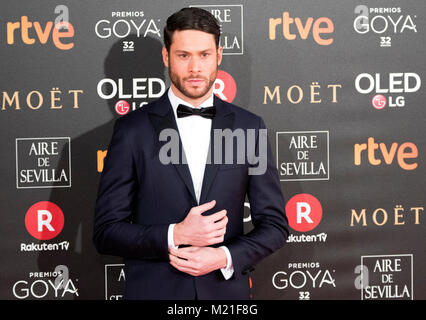 Madrid, Spanien. 3. Februar, 2018. Jesus Castro während der rote Teppich der Spanischen Filmpreis "Goya" am 3. Februar 2018 in Madrid, Spanien. © David Gato/Alamy leben Nachrichten Stockfoto