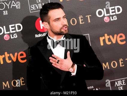 Madrid, Spanien. 3. Februar, 2018. Jesus Castro während der rote Teppich der Spanischen Filmpreis "Goya" am 3. Februar 2018 in Madrid, Spanien. © David Gato/Alamy leben Nachrichten Stockfoto