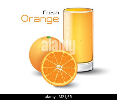Glas frisch gepresster Orangensaft. Vektor Stock Vektor