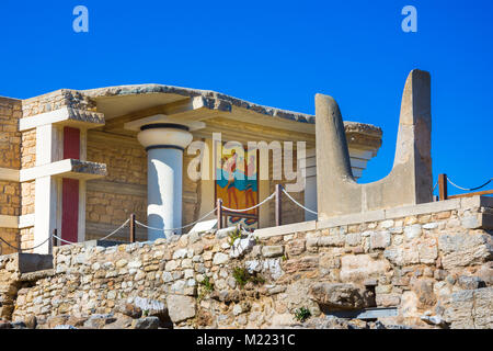Alte Mauern von Knossos Palast in der Nähe von Heraklion, Kreta, Griechenland Stockfoto