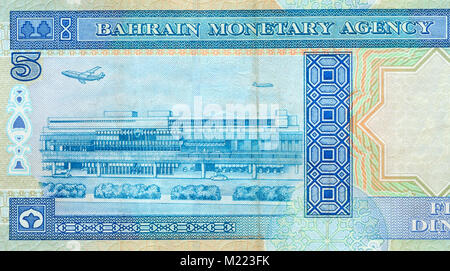 Bahrain 5 fünf Dinar-Banknoten Stockfoto