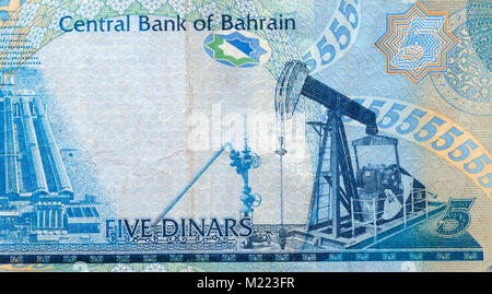 Bahrain 5 fünf Dinar-Banknoten Stockfoto