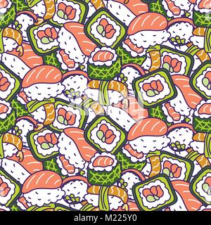 Japan Food traditionelle Vektor nahtlose Muster. Stock Vektor