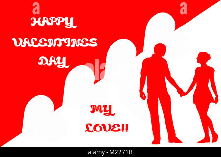 Vektor design Valentine wünsche ecard Happy Valentines card Design rot Silhouette Stockfoto