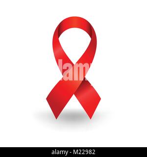 Realistische HIV Aids Red Ribbon Symbol Vektorgrafik Logo Design Stock Vektor