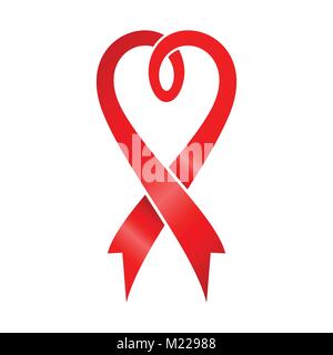 Liebe Form Ribbon HIV AIDS Symbol Vektorgrafik Logo Design Stock Vektor