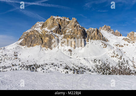 Winter Panorama der Lagazuoi in den Dolomiten in der Nähe von Cortina d'Ampezzo Stockfoto