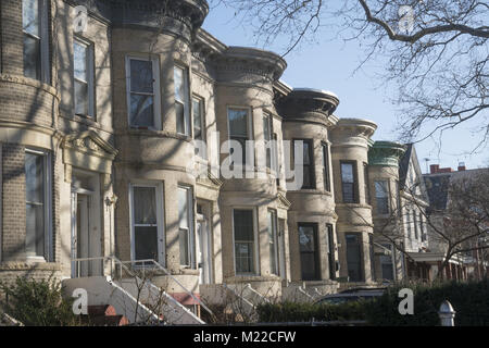 Kalkstein Reihenhäuser im Windsor Terrace Nachbarschaft in Brooklyn, New York. Stockfoto