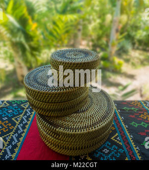 Pinikas Produkte, von nito gewebt, ein Verschwinden der Kunst, beheimatet in Camiguin, Philippinen Stockfoto