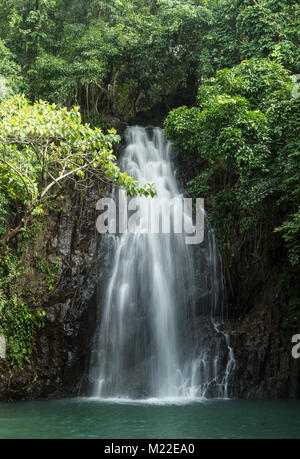 Wasserfall stürzt in kleinen Teich von Felsen und grünen Dschungel Vegetation umgeben Stockfoto