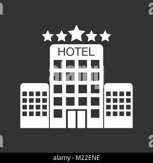Hotel Symbol auf schwarzem Hintergrund isoliert. Einfache flache Piktogramm für Business, Marketing, Internet Konzept. Trendigen, modernen Vektor Symbol für Web site des Stock Vektor