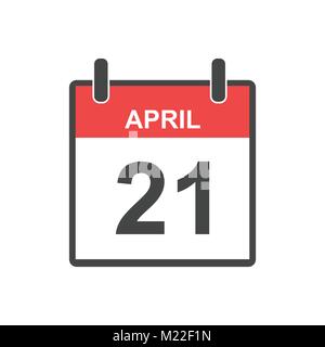 April 21 Symbol Kalender. Vector Illustration im flachen Stil. Stock Vektor