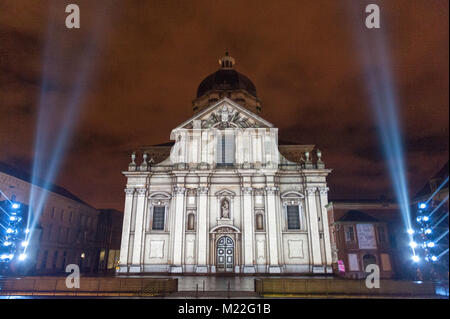 Gent, Belgien - Februar 2, 2018. Das Licht Festival in der Innenstadt von Gent. Das Festival ist eine berühmte Festival in der Innenstadt von Gent. Stockfoto