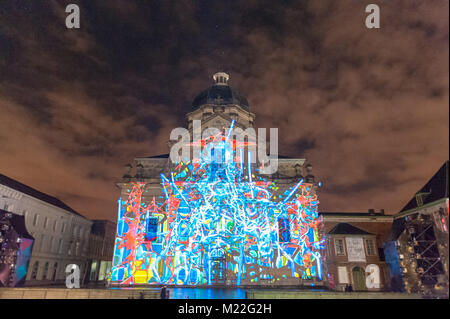 Gent, Belgien - Februar 2, 2018. Das Licht Festival in der Innenstadt von Gent. Das Festival ist eine berühmte Festival in der Innenstadt von Gent. Stockfoto