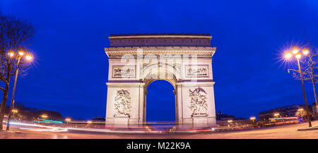 Das Panorama der Triumphbogen am frühen Morgen, Paris, Frankreich. Stockfoto
