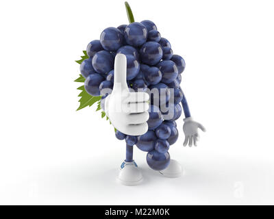 Trauben Charakter mit Daumen oben auf weißem Hintergrund Stockfoto