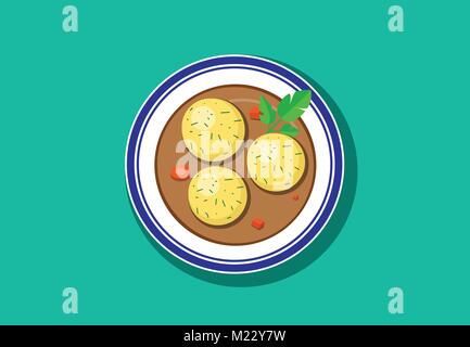 Ansicht von oben, köstliche Matzoh Ball Suppe, vektor design Stock Vektor