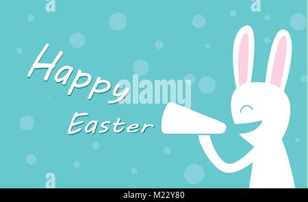 Frohe Ostern Tag mit Kaninchen halten, Megaphon, vektor design Stock Vektor