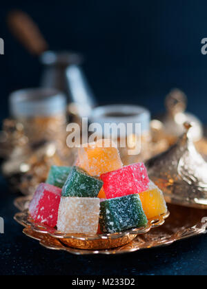 Turkish Delight und türkischen Kaffee Stockfoto