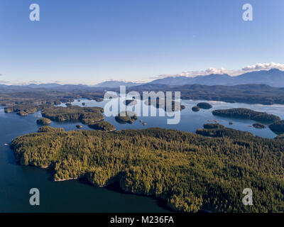 Luftbild der Broughton Archipel Marine Park, erste Nationen Gebiet, British Columbia, Kanada. Stockfoto