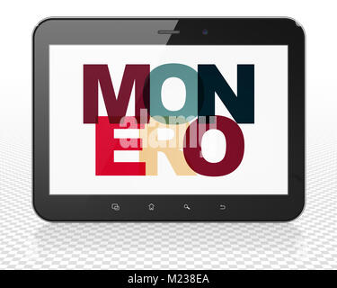 Blockchain Konzept: Tablet PC-Computer mit Monero auf Anzeige Stockfoto