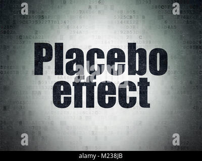 Gesundheitskonzept: Placebo-Effekt auf digitale Daten Papierhintergrund Stockfoto