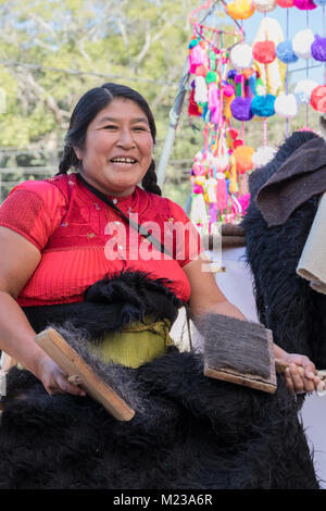 Frau aus der Tzotzil Group, eine der 11 indigenen Völker im Bundesstaat Chiapas, Mexiko und, die stolz ihre traditionelle Kleidung zu erhalten Stockfoto