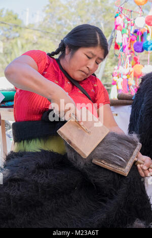 Frau aus der Tzotzil Group, eine der 11 indigenen Völker im Bundesstaat Chiapas, Mexiko und, die stolz ihre traditionelle Kleidung zu erhalten Stockfoto