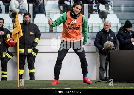 Turin, Italien. 04 Feb, 2018. Alessandro Matri (Sassuolo) während der Seria A Fußballspiel. FC Juventus vs Sassuolo. Juventus Turin gewann 4-0 in Turin, Allianz Stadion, Italien vom 4. Februar 2018. Credit: Alberto Gandolfo/Pacific Press/Alamy leben Nachrichten Stockfoto