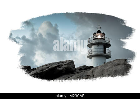 Der Leuchtturm isoliert auf weißem Hintergrund Stockfoto