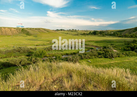 Medicine Hat, Alberta, Kanada. Cottonwood Creek Coulee im Sommer. Stockfoto