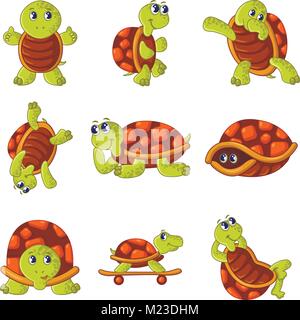 Happy turtle Symbole, Cartoon Stil Stock Vektor